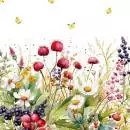 20 Servietten Blumen und Natur, Wiese mit süßen Beeren 33cm als Tischdeko