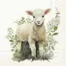 20 Servietten gemaltes Lamm in der Frühlingswiese zu Ostern 33cm als Tischdeko